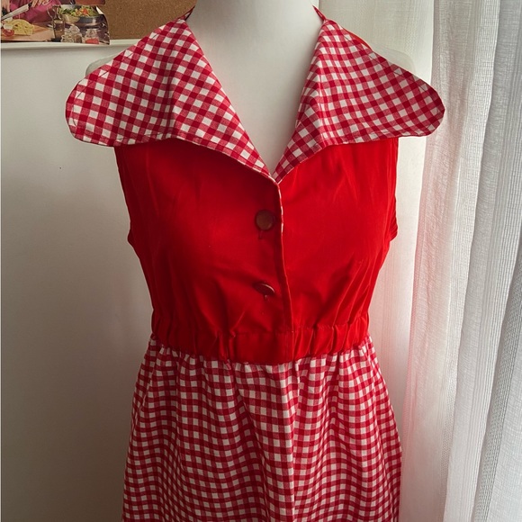 70s ´Rhapsody n Robes’ vintage red gingham maxi dress. - Picture 5 of 7